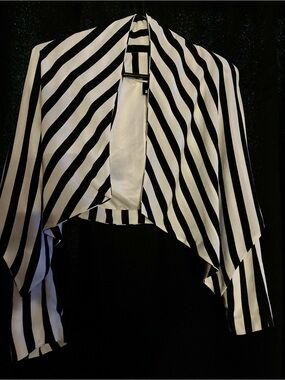 Divided Black & White Striped Open Front Jacket